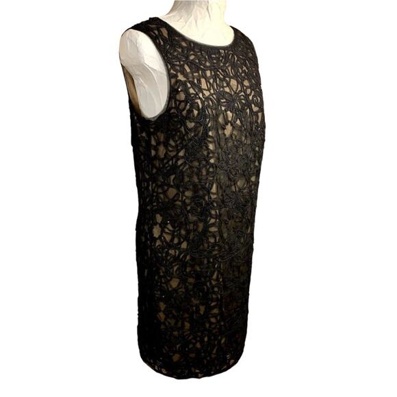 Max Studio Black Sleeveless Knee Length Dress SZ M Embroidered Mesh Whimsigoth - Picture 4 of 9